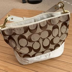 Coach white and brown satchel purse 🌹
